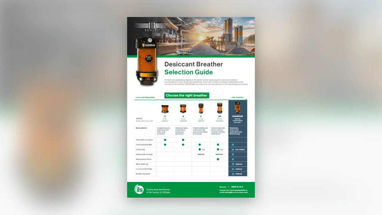Air Sentry desiccant breather selection guide